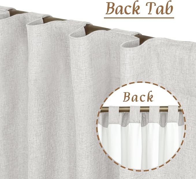 Light Grey 100% Blackout Linen Curtains 84 Inches Long 2 Panels | Linen Textured - Image 6