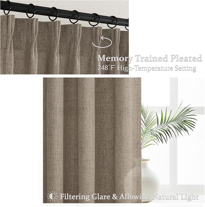 Pinch Pleat 60 Inch Wide Semi Sheer Curtains 102 Inches Long - Image 4