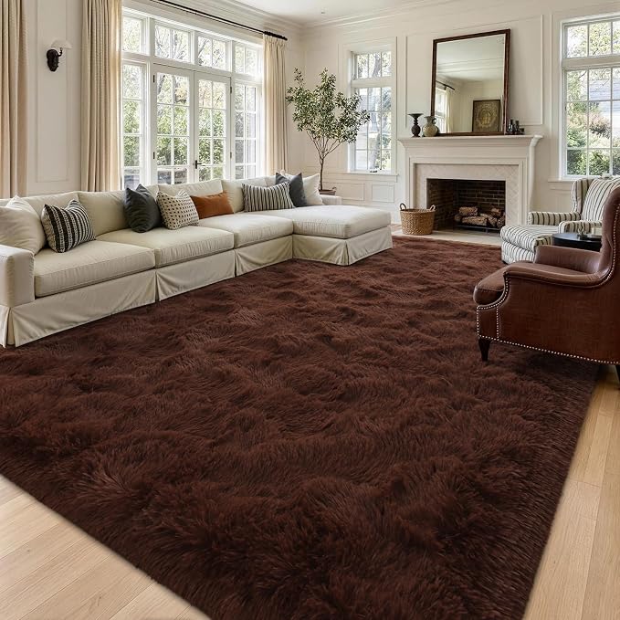 8x10 Extra Large Brown Fluffy Area Rug Non-Slip - Image 2
