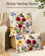 Embroidered Lumbar Pillow Cover 20x12 Inch, Retro Flower | Decorative Throw - Image 5