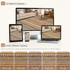cotiled 10x12 Area Rugs Washable Boho Living Room Rug Brown/Beige | Stain - Image 9