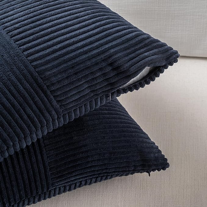 Fancy Homi 2 Packs Navy Blue Long Lumbar Decorative Throw Pillow Covers 12x24 - Image 4