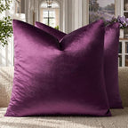 GIGIZAZA Velvet Pillow Covers 26x26 Decorative Pillows Pack of 2 Purple | Throw - Image 2