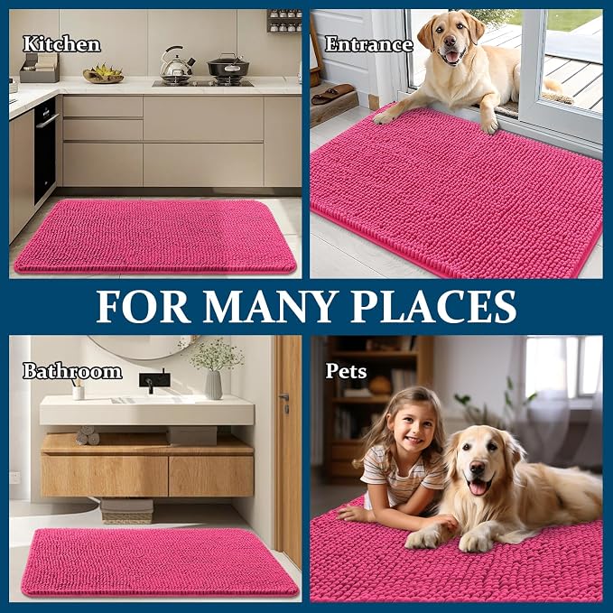 OLANLY Dog Door Mat for Muddy Paws 47x24, Super Absorbent Chenille Mud Mat | - Image 8