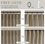 Extra Long Pinch Pleated Linen 108 Inch Curtains Tan Brown 2 Panels Set | Grey - Image 5