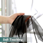 Chyhomenyc Extra Long Black Sheer Curtains 108 Inches Long 2 Panels, Light - Image 8