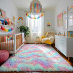 Amdrebio Rainbow Unicorn Shag Kids Rug 5x8 - Image 5