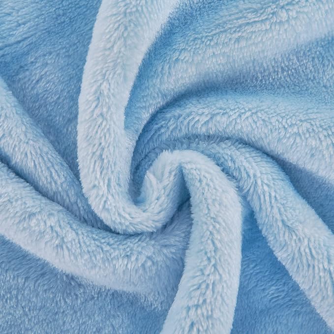 Light Blue Fleece Plush Throw Blanket 50"x70"for Couch Fuzzy Cozy Flannel | - Image 3