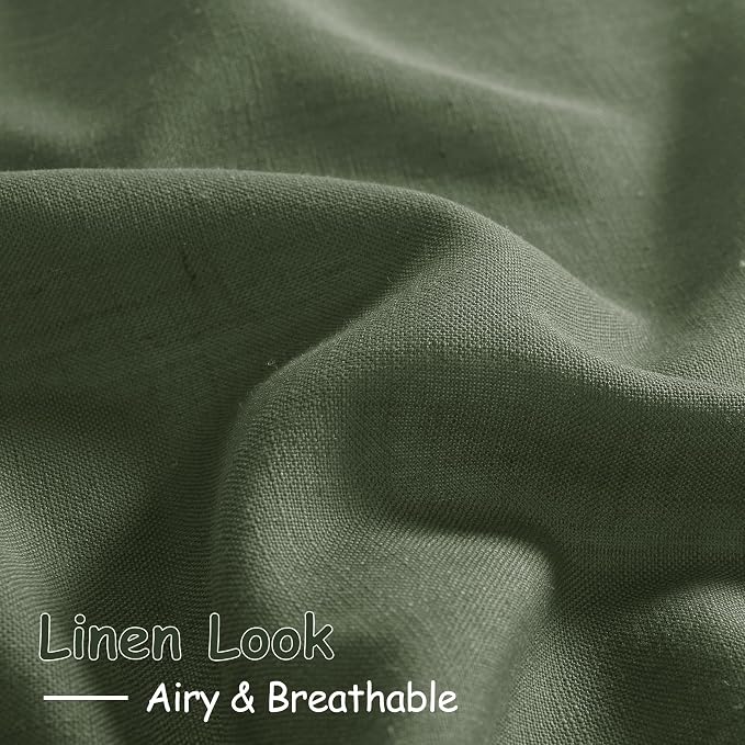 Forest Green Linen Curtains 96 Inches Long - Image 3