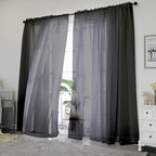 Chyhomenyc Black Sheer Curtains 84 Inches Long 2 Panels | Light Filtering - Image 2