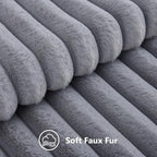 decorUhome Fall Faux Fur Throw Pillow Covers 20x20 Set of 2 Grey | Decorative - Image 2