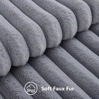decorUhome Fall Faux Fur Throw Pillow Covers 12x20 Set of 2 Grey | Decorative - Image 2