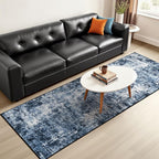 Rugflix 2x6 Runner Rug for Hallway, Washable Navy Blue Kitchen Runners | - Image 8