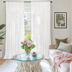 BGment White Linen Semi Sheer Curtains - Image 2