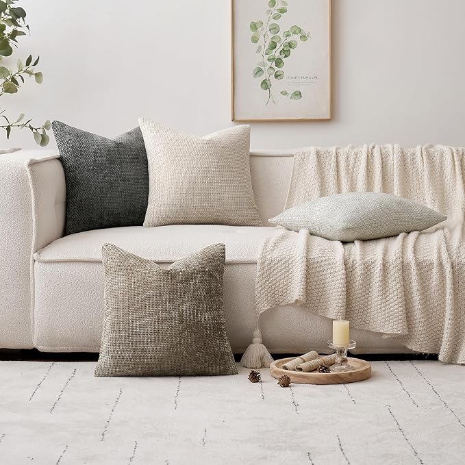 MIULEE Decorative Couch Throw Pillow Covers 20x20 Inch Grey-White 2 Pack | - Image 2