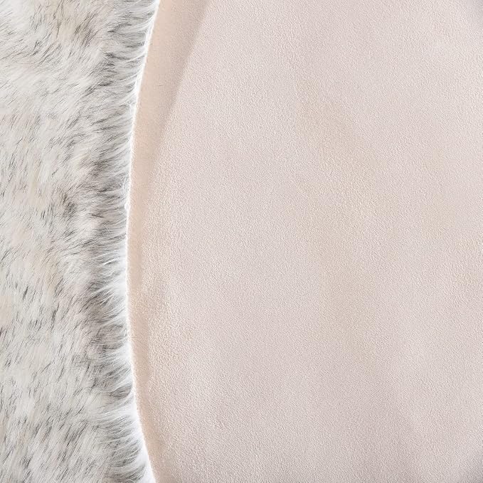 ORINOVA White and Grey Round Rugs 6ft Circle Furry Rug - Image 5
