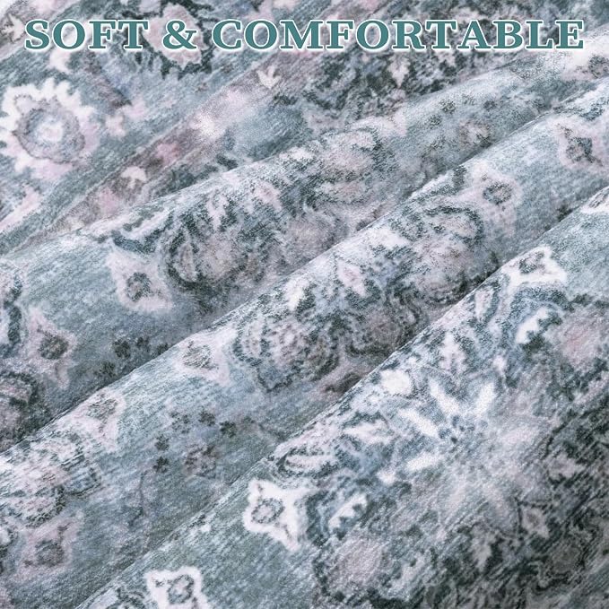 SERISSA 5x7 Washable Non Slip Floral Boho Area Rug - Image 4