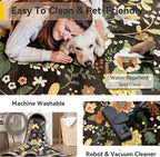 RELEANY Floral Washable 4x6 Area Rugs Black/Yellow | Flower Carpet Print Boho - Image 5