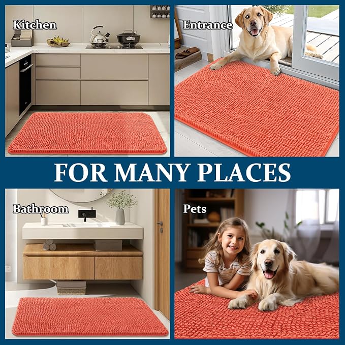 OLANLY Dog Door Mat for Muddy Paws 24x16, Super Absorbent Chenille Mud Mat | - Image 8
