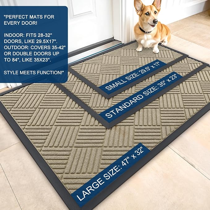 OLANLY Front Door Mat Outside Entrance 35x23, Waterproof Heavy-Duty Doormat | - Image 2