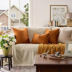 GIGIZAZA Burnt Orange Velvet Throw Pillow Covers 16x16 Pack of 2 | Decorative - Image 6