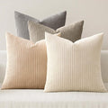 MIULEE Soft Corduroy Decorative Throw Pillow Covers Neutral Cream 18x18 | Set by MIULEE