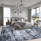 8x10 Area Rug Living Room: Modern Washable Indoor Carpet Black | - Image 3