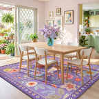 RELEANY Floral Washable Square 6ft Area Rug Purple/Pink | Flower Carpet Print - Image 2
