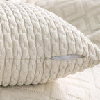 Set of 4 Grey White Taupe Decorative Throw Pillow Covers 26x26 Inch Corduroy - Image 4