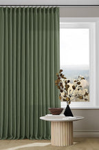 Linen Pinch Pleated Light Filtering Olive Green Curtains 96 Inches Long | by Twodrapes