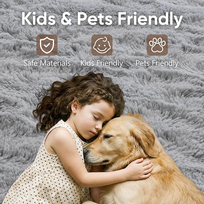 4x6 Grey Fluffy Soft Area Rug Non-Slip - Image 7