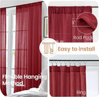BGment Burgundy Linen Kitchen Curtains - Image 6