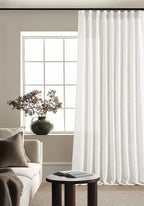 90 Inches Long Linen Curtains 60 Inch Width Pinch Pleated Beige White | Ivory by Twodrapes