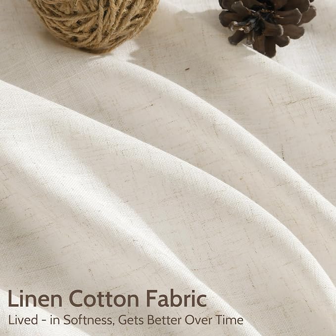 Modern Linen Curtains for Living Room 80 Inches Long Light Filtering Semi Sheer - Image 4