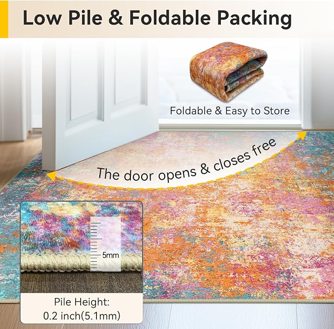 RELEANY Washable 5'x7' Abstract Area Rug - Image 7