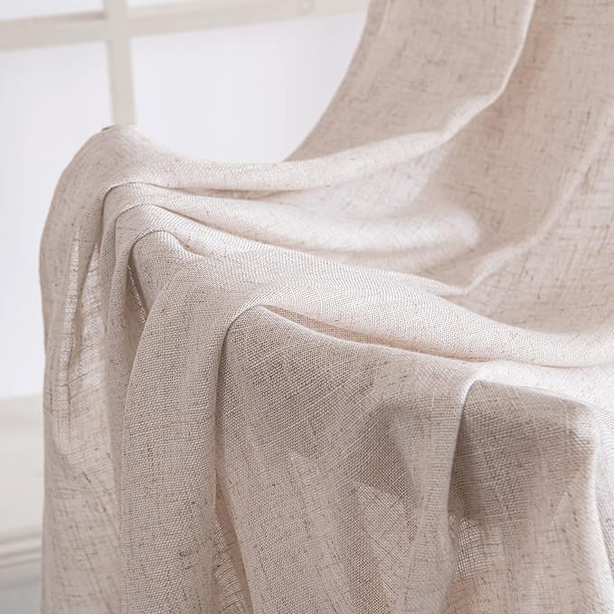 MIULEE Natural White Linen Curtains 52x45 Inch Length 2 Panels - Image 6