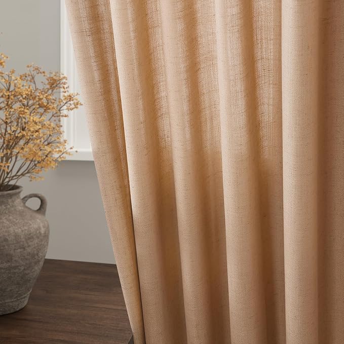 Camel Linen Curtains 2 Panels Set - Image 4