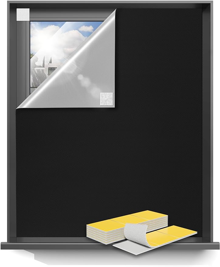 Blackout Curtains 35"x60" Portable No Drill Black Out Window Cover | 100% by Sumobaby