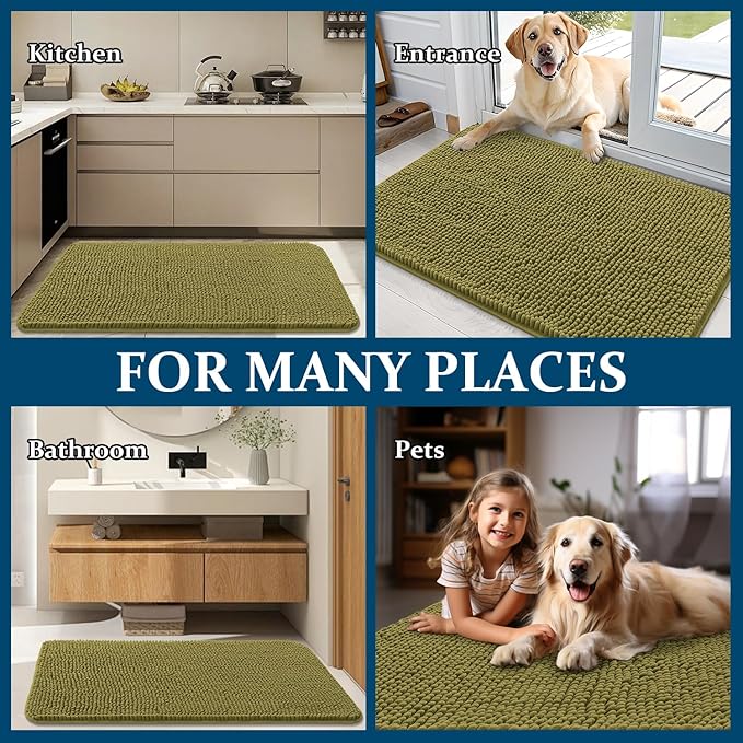OLANLY Dog Door Mat for Muddy Paws 59x32, Super Absorbent Chenille Mud Mat | - Image 8