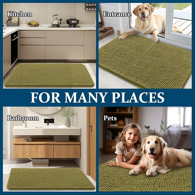 OLANLY Dog Door Mat for Muddy Paws 40x32, Super Absorbent Chenille Mud Mat | - Image 8