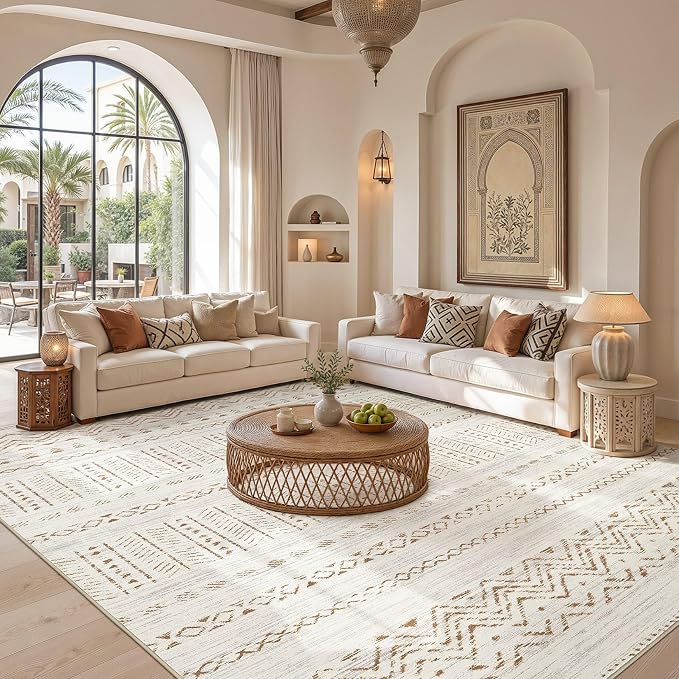 cotiled Boho 5x7 Area Rugs for Living Room: Soft Moroccan Washable Rug | Solve - Image 5