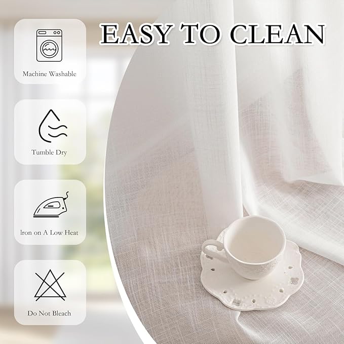 MYSKY HOME Floor to Ceiling Curtains 102 Inches Long White Sheer Window Drapes - Image 7