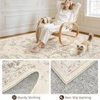 4x6 Area Rugs Living Room: Bedroom Washable Carpet Beige/Ivory | Vintage Boho - Image 4