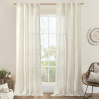 Natural Linen Boho Curtains 84 inch Length by LAMIT