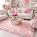 Amdrebio Light Pink Fluffy Fuzzy Area Rug 4x6 - Image 9