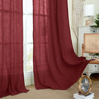 Burgundy Red Linen Curtains 90 Inch - Image 9