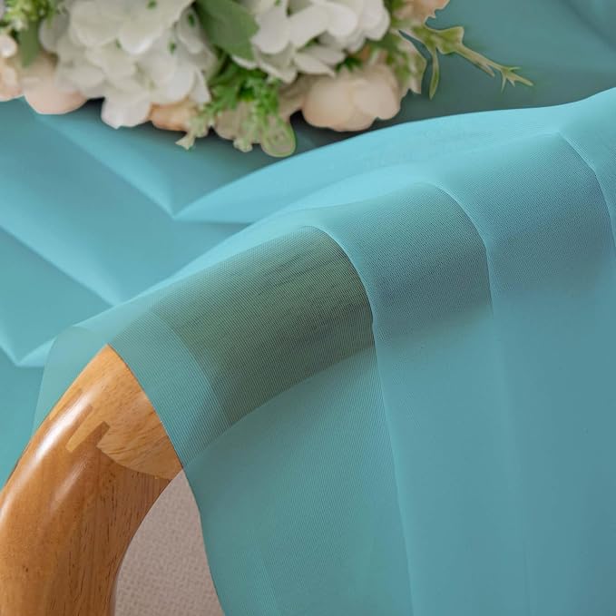 Chyhomenyc Aqua Sheer Curtains 45 Inch Long 2 Panels, Light Filtering Short - Image 6