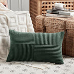 Fancy Homi Set of 2 Dark Green Long Lumbar Decorative Throw Pillow Covers 14x24 - Image 2
