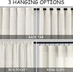 Cream Linen Curtains 103 Inches Long 2 Panels Set - Image 2