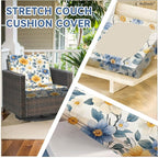CALBODE 8 Pcs Stretch Outdoor Seat Cushion Covers, Spring Bloom | Washable - Image 3